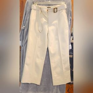 Cropped belted wide leg pants